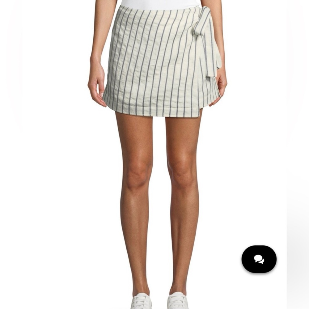 Theory Striped Wrap Mini Skirt